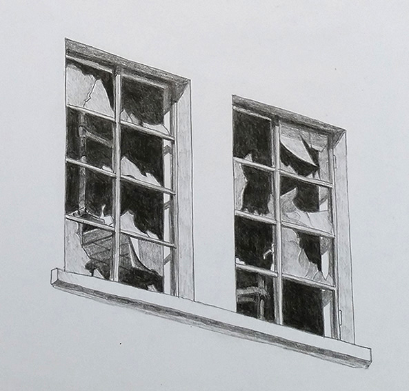 Paolo Doyle - Broken windows, Venice, sketch